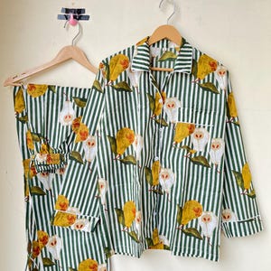 Indian PJ Set, 100% Cotton Block Print Pajama Set, Night Wear Suit, Bridesmaid Pajamas, Womens Summer Pajama Set, Cotton Pant & Shirt Set