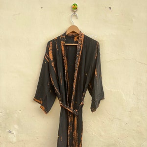 Black Tie dye kimono robe, Oversized Long Kimono, boho kimono dress, hippie robe, Black tie-dye kimono robe, duster, beachwear