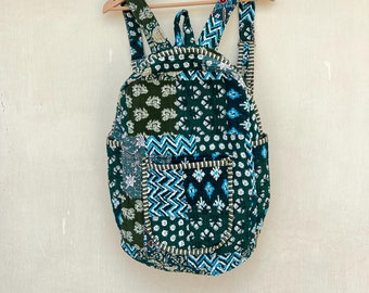 Handmade Cotton Patchwork Backpack: Bohemian Hippie Laptop Bag