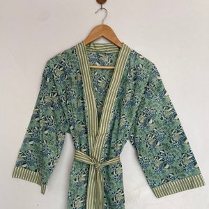 Beautiful Cotton Kimono Dress, Bath Robe Kimono, hand Block Printed Cotton Kimono, Shower Robe, Cotton Kimono Robe, Dressing Gown, Robes