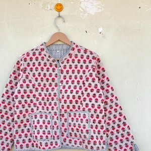 Block Printed Cotton Quilted Jacket: Handmade Boho Style