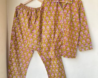 Hand Block Printed Cotton Pajama Set: Luxury Loungewear