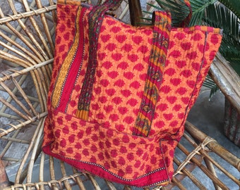 Shopping Bags Christmas Bag ! colorful tote bag Silk Quilted bag recycled Recycled Sari Everyday Bag sari reclaimed