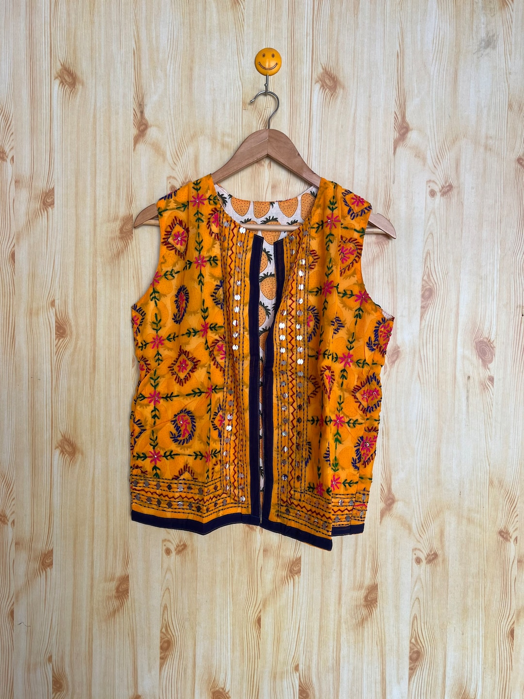 Phulkari Embroidered Vest Coat, Floral Printed Jacket, Women Wear Short