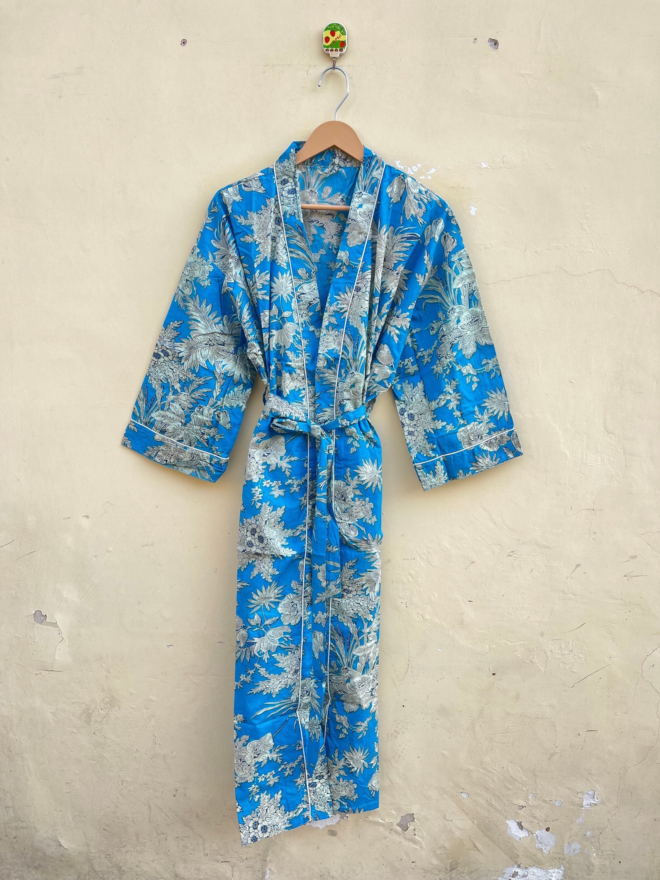 Cotton Kimono,Indian Hand block Anokhi India Print Bath Robe,Night Wear Suit Bath Wear,Dressing Gown