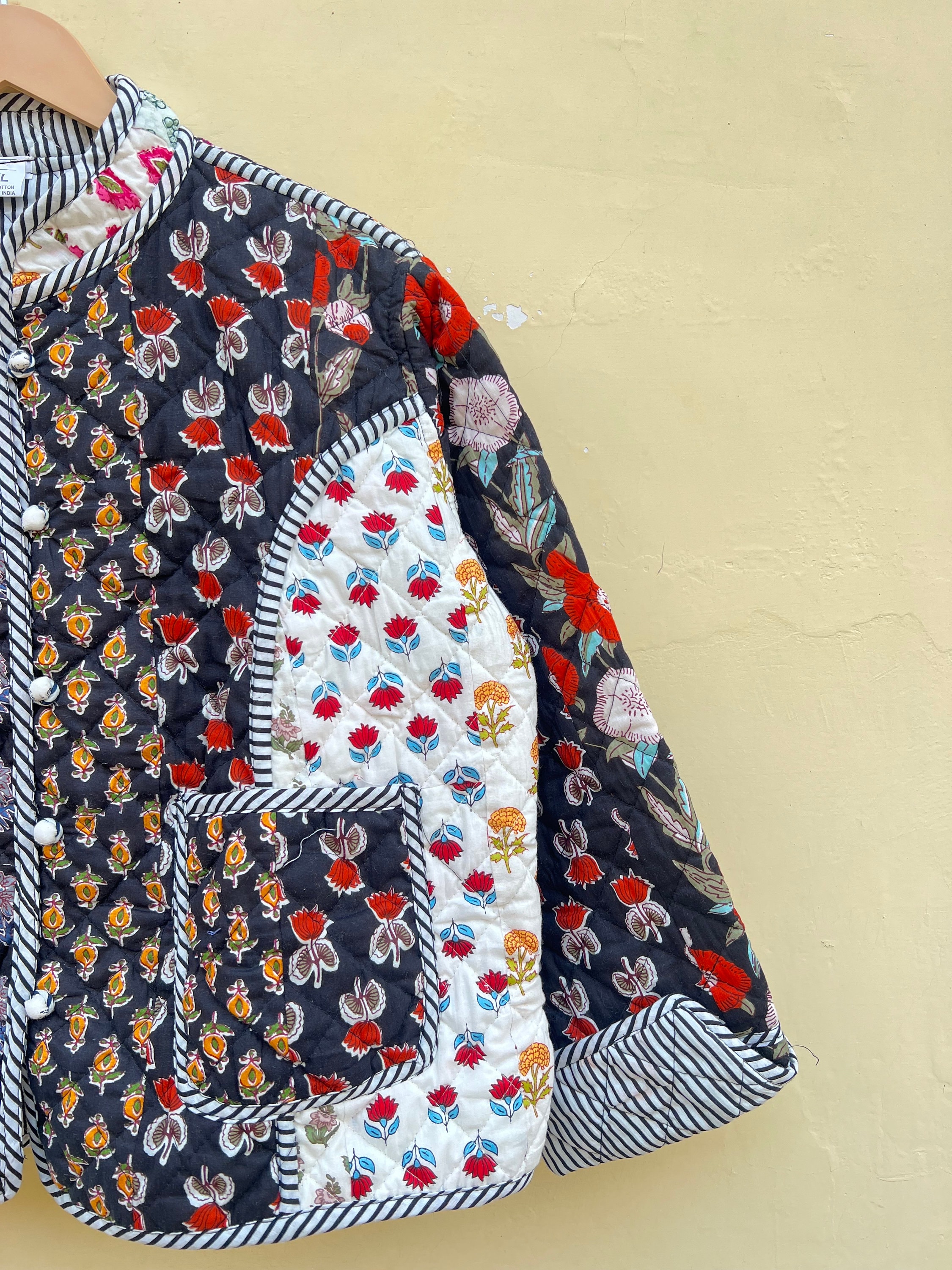 ハンドメイドインドパッチワークキルティングコットンジャケット