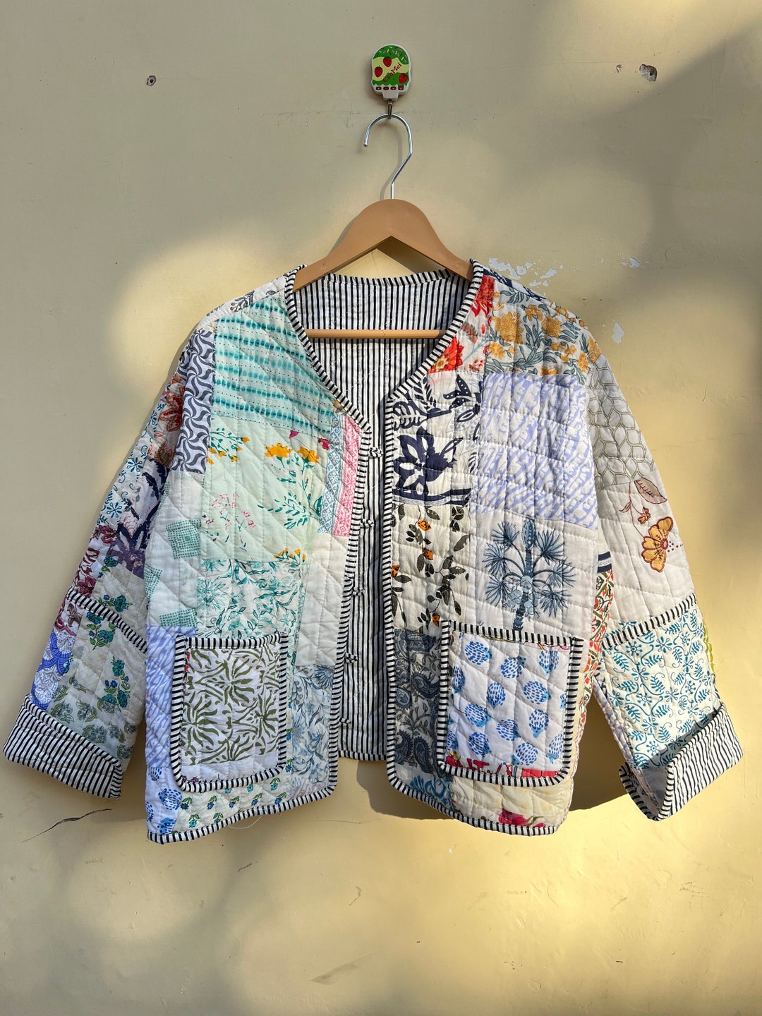 Handmade Patchwork Jacket, Hand Stitched Cotton Patchwork Handmade Patchwork Jacket, Hand Stitched Cotton Patchwork