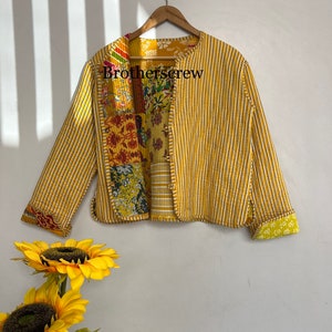 100% Cotton Handmade Bohemian Jacket Coat, Embroidered Coat Women, Hippie Jacket, Elephant Print Aari Work Jacket, Vintage Jacket Coat image 9