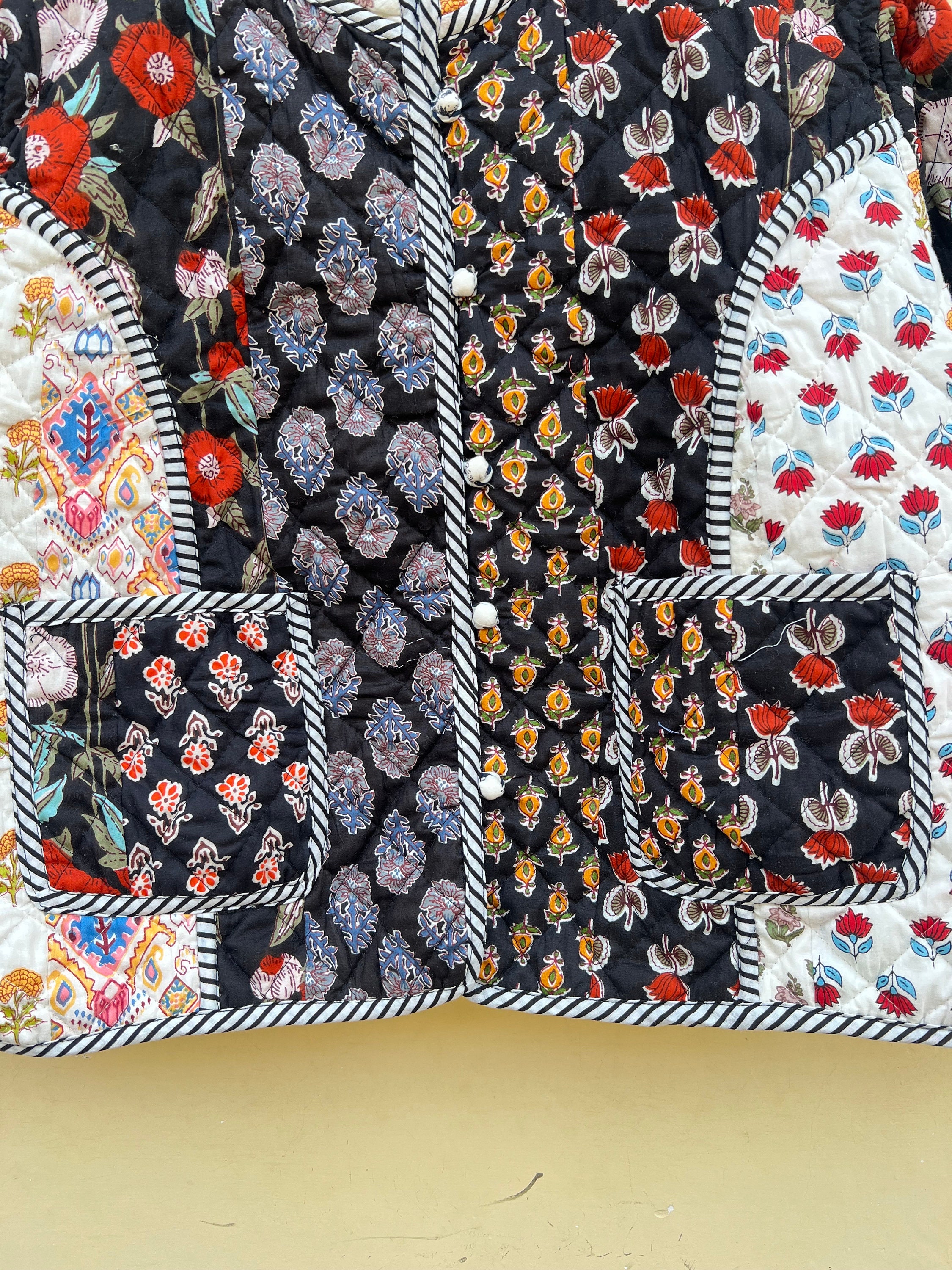 ハンドメイドインドパッチワークキルティングコットンジャケット