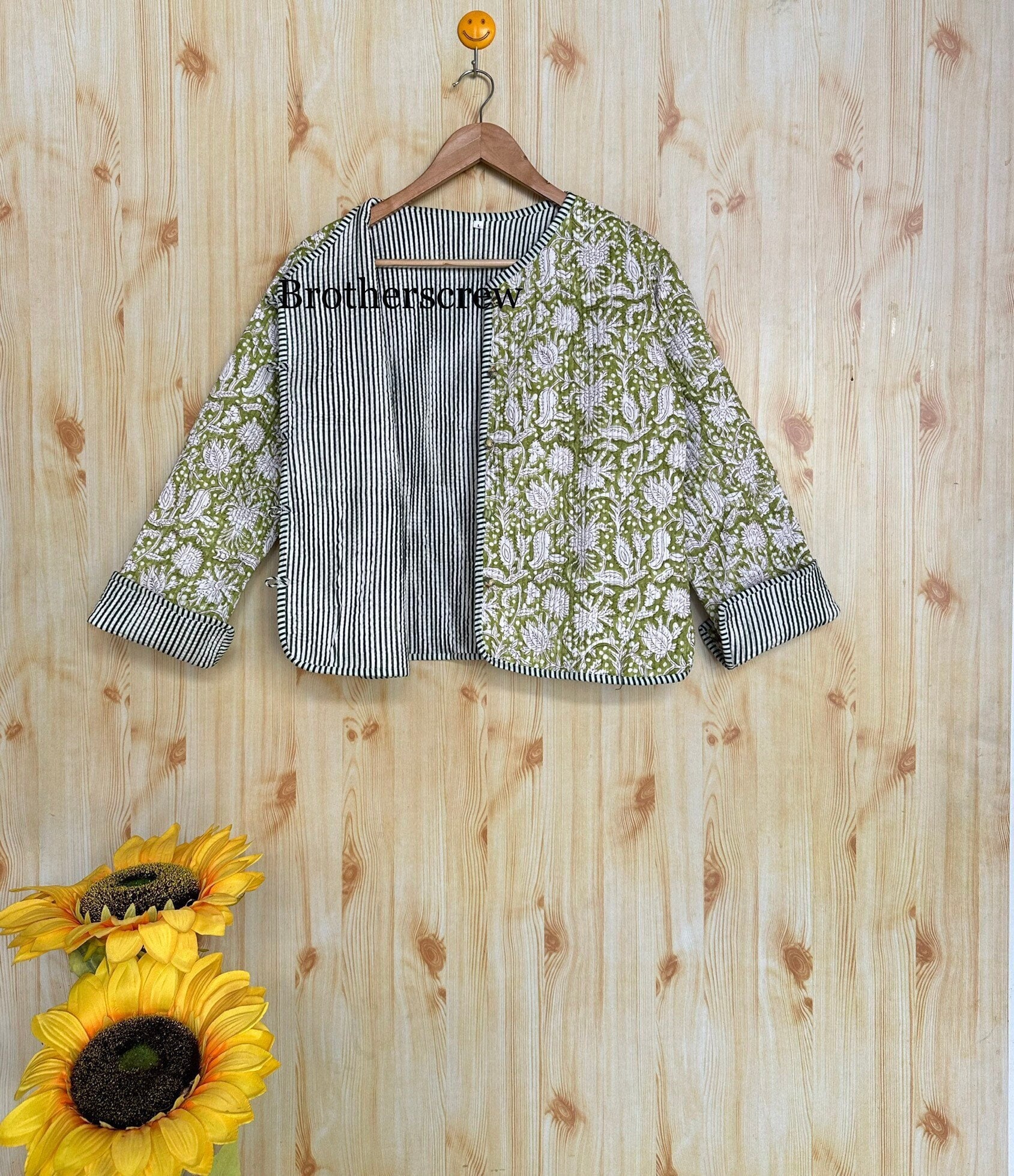 Reversible Hand Block Print Cotton Quilted Jacket Coat