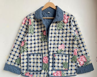 Vintage Silk Bomber Jacket Quilted Full Zip 80s 90s Paisley