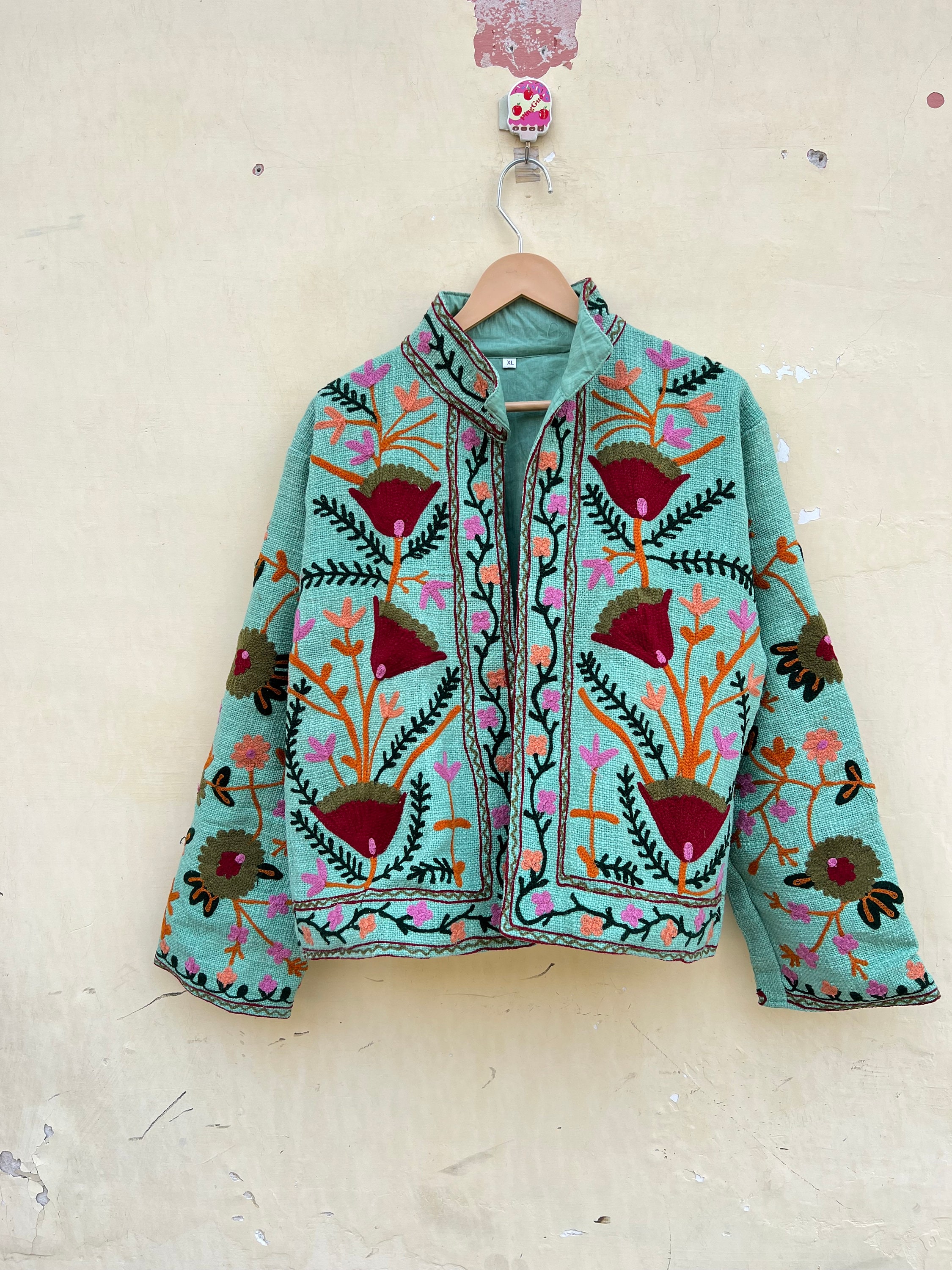 未使用Eaphi/ インド生産EMBROIDERY JACKET Handmade Suzani Embroidery Jacket, Winter Wear Jacket Coat, Womens