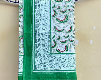 Block Printed Cotton Sarong Wrap: Beach Coverup Pareo