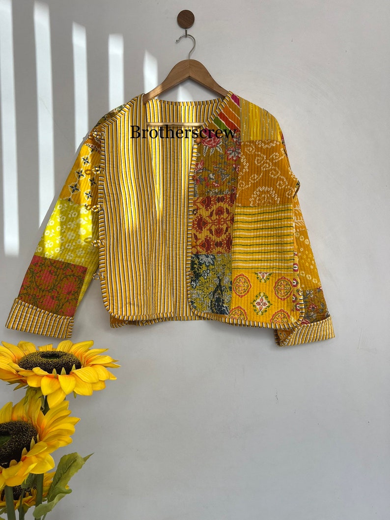 100% Cotton Handmade Bohemian Jacket Coat, Embroidered Coat Women, Hippie Jacket, Elephant Print Aari Work Jacket, Vintage Jacket Coat image 4