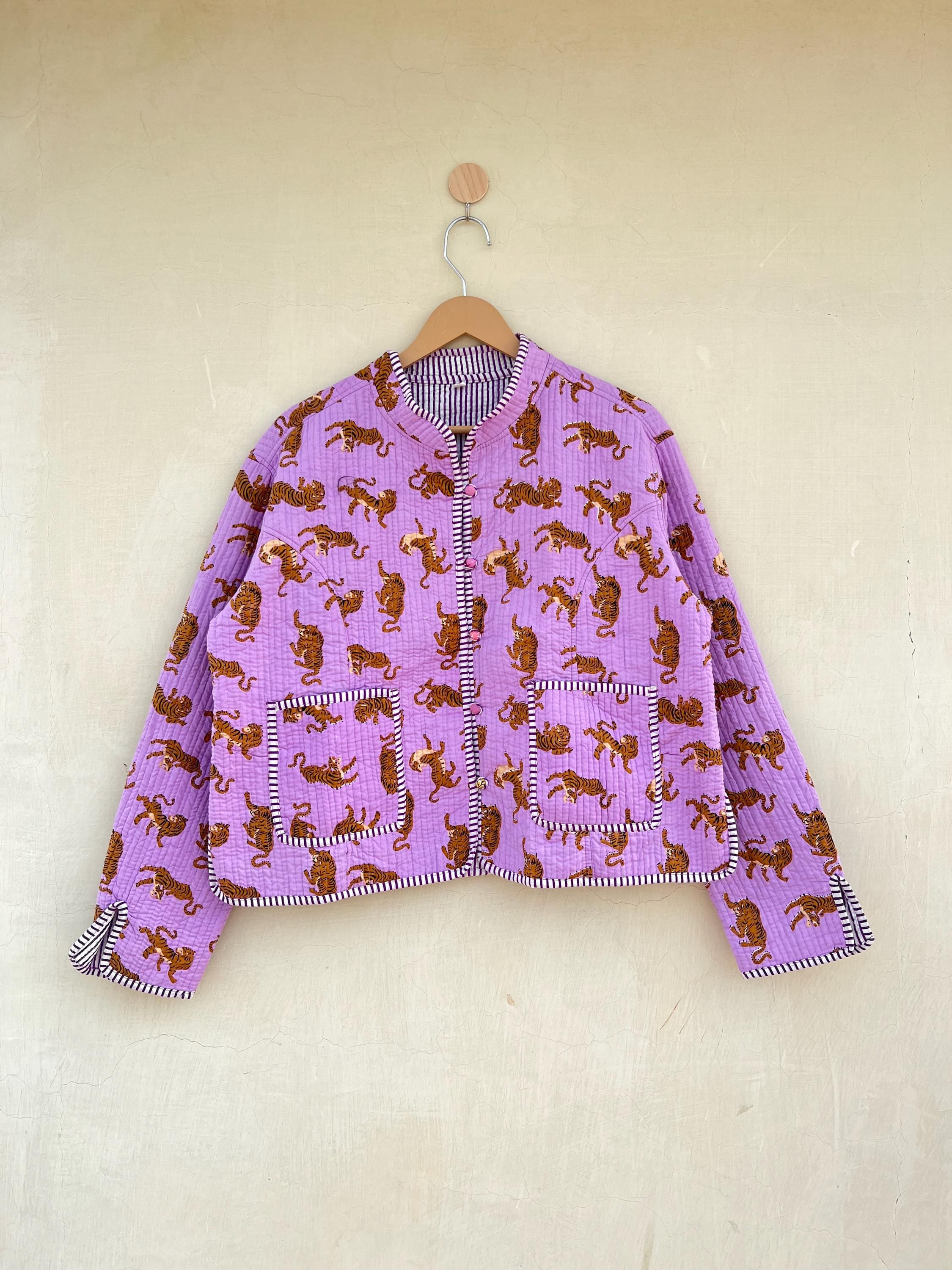 Reversible Tiger Print Hand Block Print Cotton Quilted Reversible Tiger Print Hand Block Print Cotton Quilted