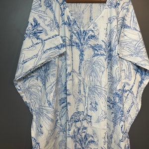 Block Print Cotton Kaftan with Adjustable Drawstring Waist