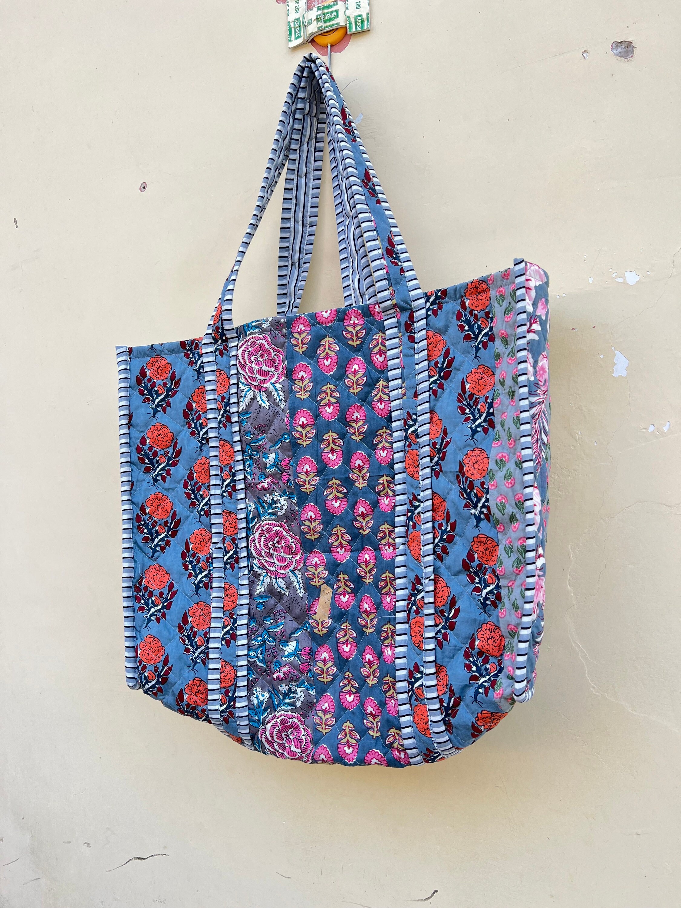 Handmade Block Print Cotton Bags, Tote Shopping Bags, Travel