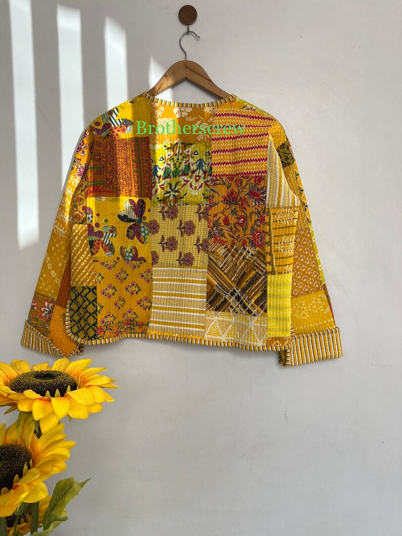 100% Cotton Handmade Bohemian Jacket Coat, Embroidered Coat Women, Hippie Jacket, Elephant Print Aari Work Jacket, Vintage Jacket Coat image 7