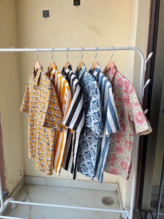 Floral Block Print Men's Cotton Shirt: Bohemian Summer Style