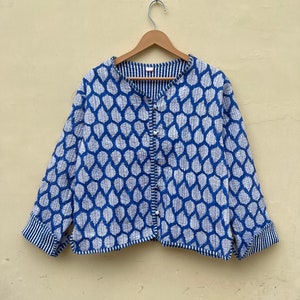 Indian Block Print Jacket Handmade Quilted Cotton Jacket