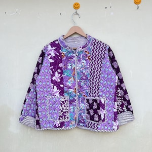 Handmade Indian Patchwork Quilted Jacket: Vintage Boho Cotton Coat