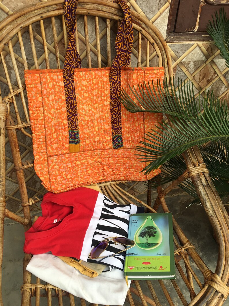Shopping Bags Christmas Bag ! colorful tote bag Silk Quilted bag recycled Recycled Sari Everyday Bag sari reclaimed
