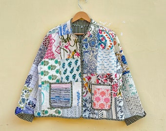 Patchwork Quilted Jackets Cotton Floral Bohemian Style Fall Winter Jacket Coat Streetwear Boho Quilted Reversible Jacket for Women