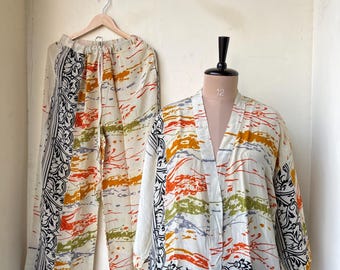 Pijama de seda, bata y pijama tipo kimono, ropa de dormir para mujer, pijama de seda crepé, cómoda bata tipo kimono, ropa de estar por casa tipo kimono, bata