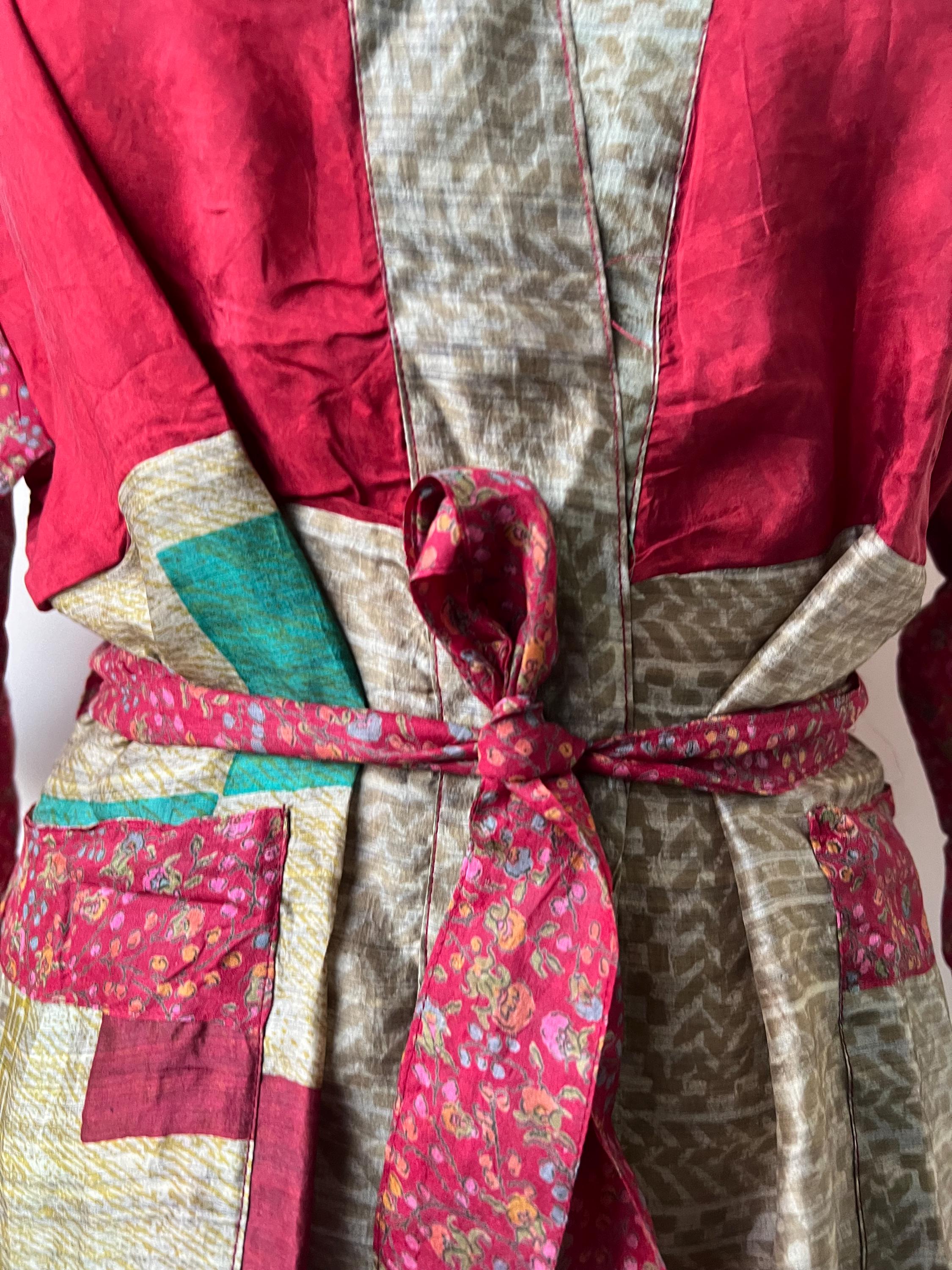 Sari Robe Bohemian Luxury Silk Robe, Indian Pure Silk Robe, Women's Silk Robe ...