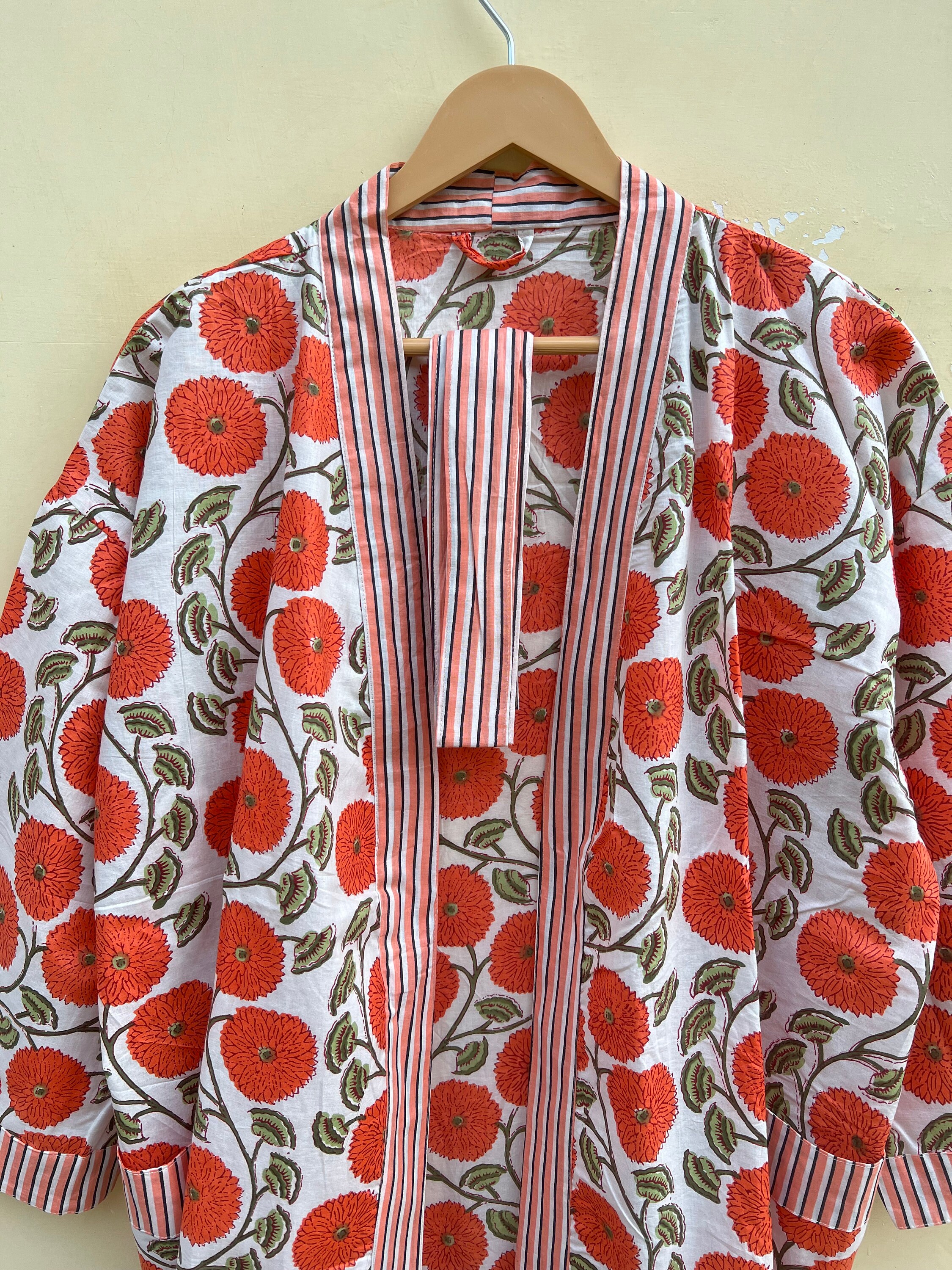 KIMONO TRIBALE LUNGO BOHO STAMPATO COTONE INDIANO TAGLIE FORTI - Foto 5