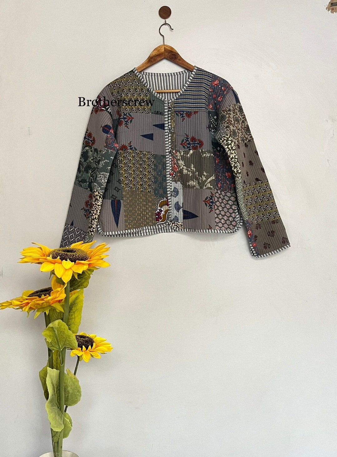 Handmade Patchwork Jacket Hand Stitched Cotton Patchwork Etsy