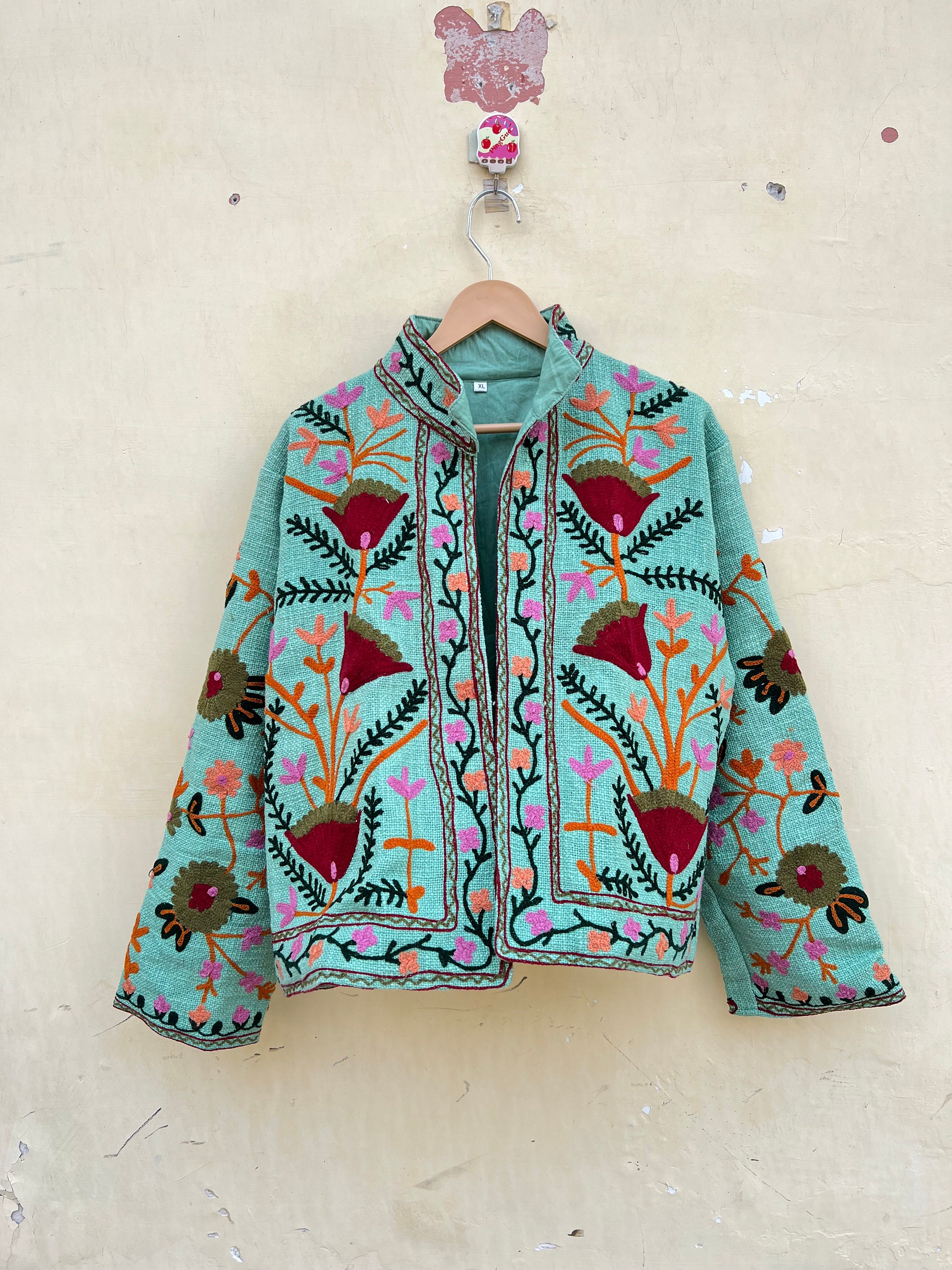 Handmade Suzani Embroidery Jacket, Winter Wear Jacket Coat, Womens