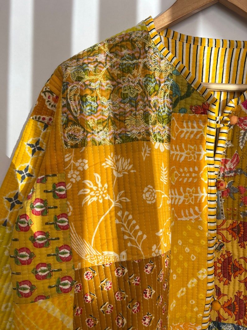 100% Cotton Handmade Bohemian Jacket Coat, Embroidered Coat Women, Hippie Jacket, Elephant Print Aari Work Jacket, Vintage Jacket Coat image 2