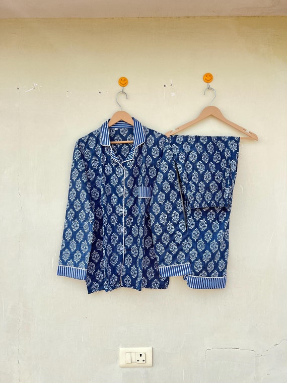 Indian Cotton Pajama Set: Hand Stitched Beach Wear