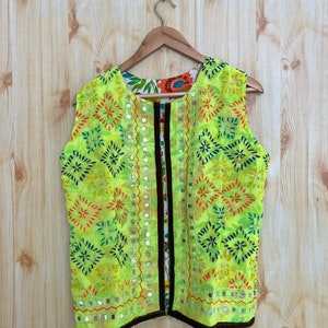 Embroidered Indian Vest: Reversible Phulkari Kutch Jacket