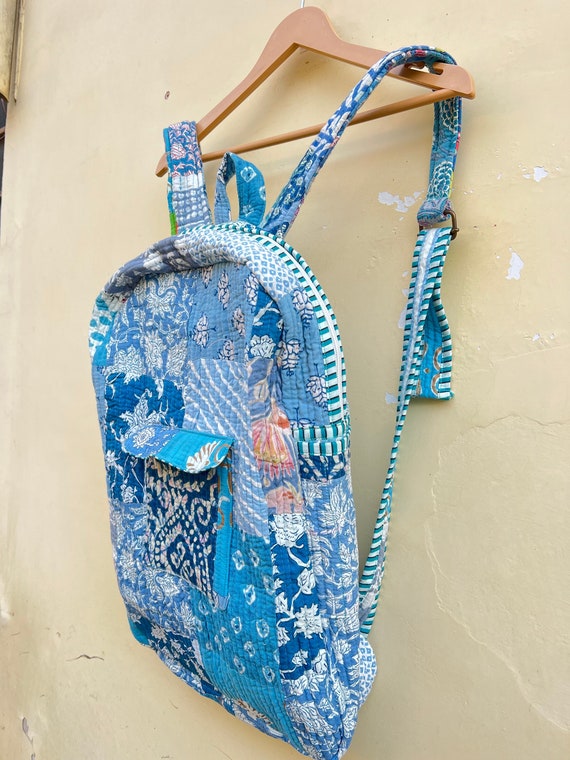 floral patchwork mini backpack Patchwork Quilted Indian Handmade Backpack :boho School Bag Travelling Bag  ,gift for Her