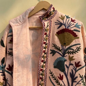 Cotton Suzani Hand Embroidery Jacket Coat, Women Wear Winter Jackets, Bridesmaid Gift, Winter Jacket, Kimono Robe, Bridesmaid Jackets image 4