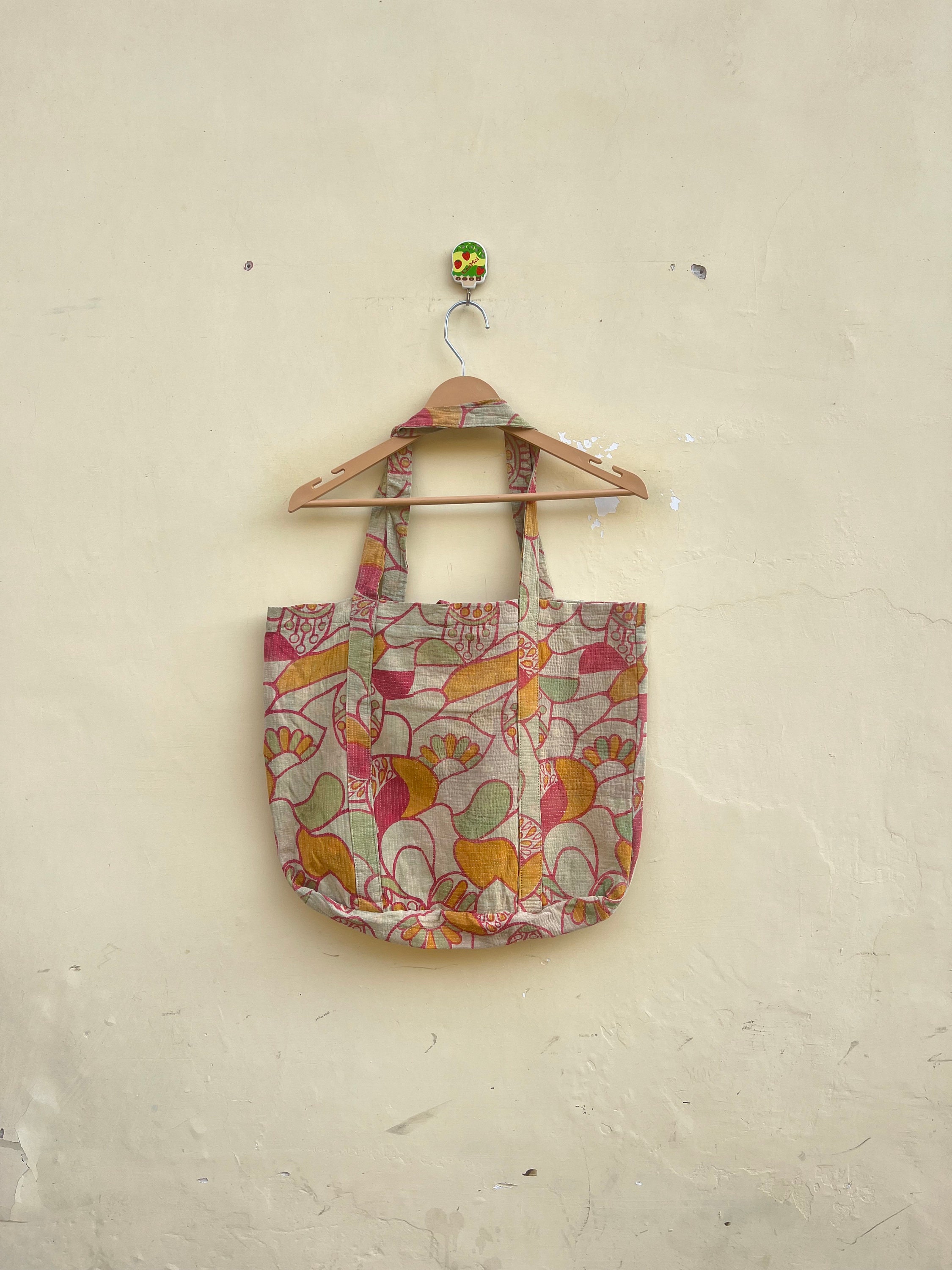 Vintage Kantha Tote Bag: Handmade Reversible Cotton Jhola Bag