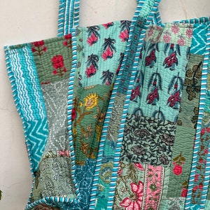 Handgenähte Patchwork Quilt Einkaufstasche aus Baumwolle: Grosse Einkaufstasche