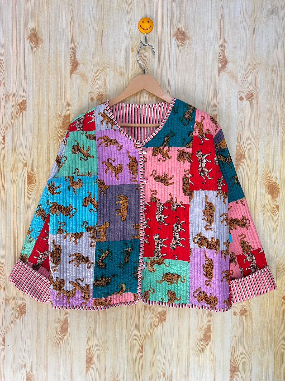 Cotton Patch Work Reversible Jacket Multi Color Sher and Chita Print
