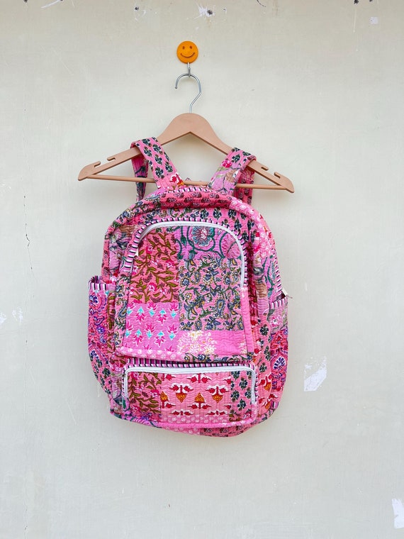 Handmade Cotton Quilted Patchwork Backpack: Bohemian Hippie Tote