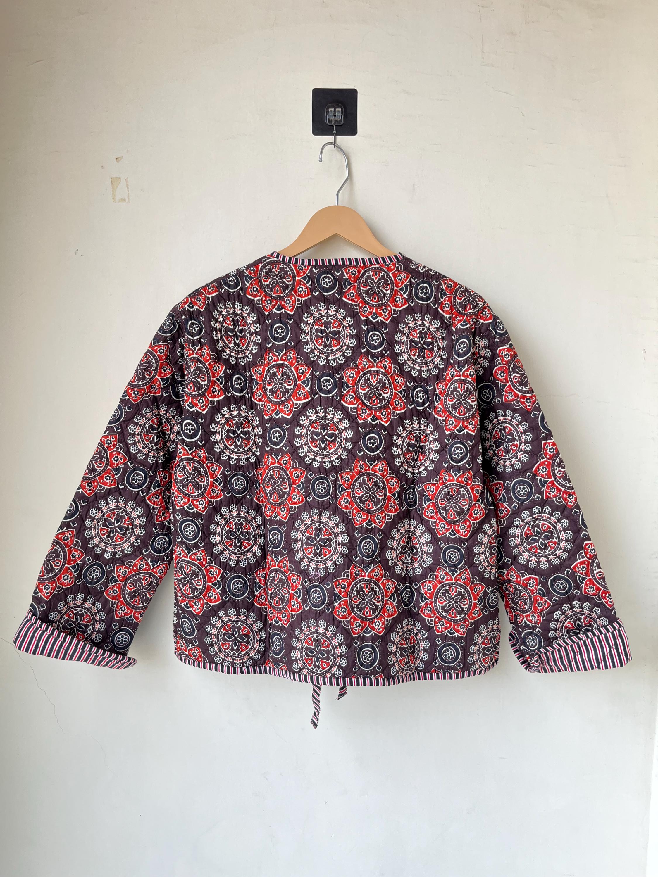 AMERI ★ INDIA INDIA BLOCK PRINT JACKET Reversible Quilted Indian Cotton Jacket: Organic Block Print Boho