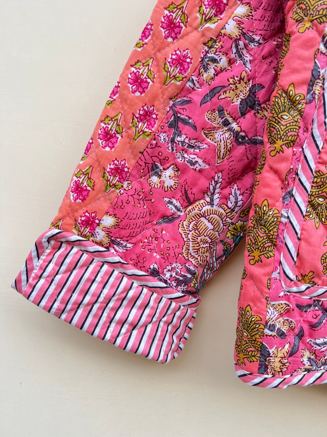Handmade Cotton Quilted Jacket: Boho Floral Print, Patchwork Coat - Etsy
