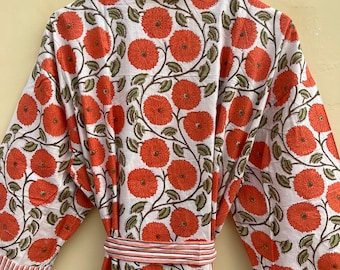 KIMONO TRIBALE LUNGO BOHO STAMPATO COTONE INDIANO TAGLIE FORTI - Foto 7