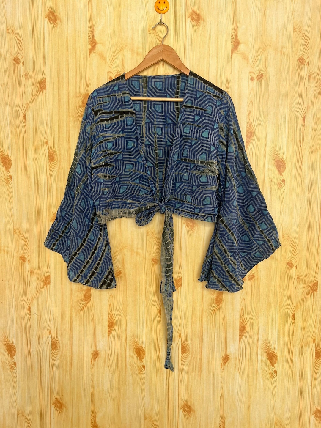 Boho Silk Wrap Crop Top/bell Sleeve Crop Top/tie Front Bell Etsy