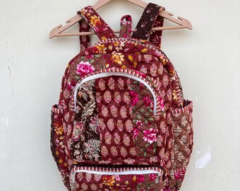 Handmade Cotton Patchwork Backpack: Bohemian Laptop Bag