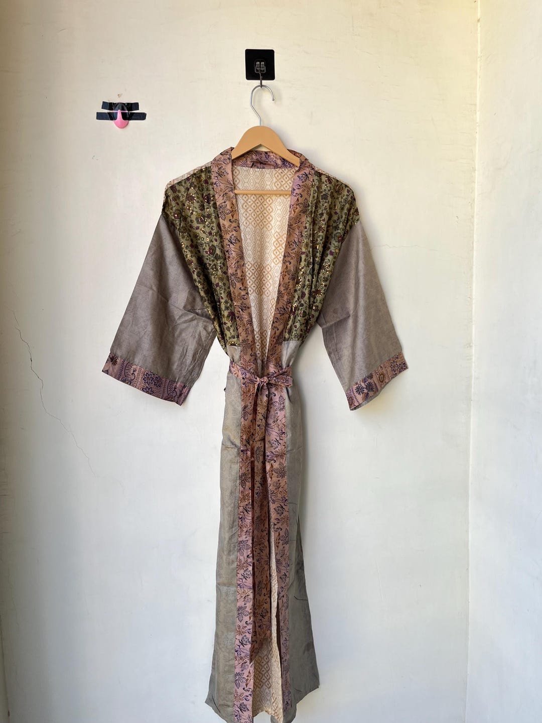 Hand Made Robe Handmade Silk Kimono Robe: Bohemian Floral Print Open Front - Etsy