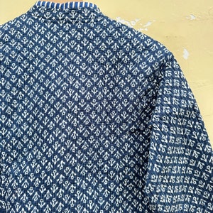 Giacca indiana con stampa a blocchi vintage Giacca collor, giacca Bohemein, giacche a righe. Blu immagine 9