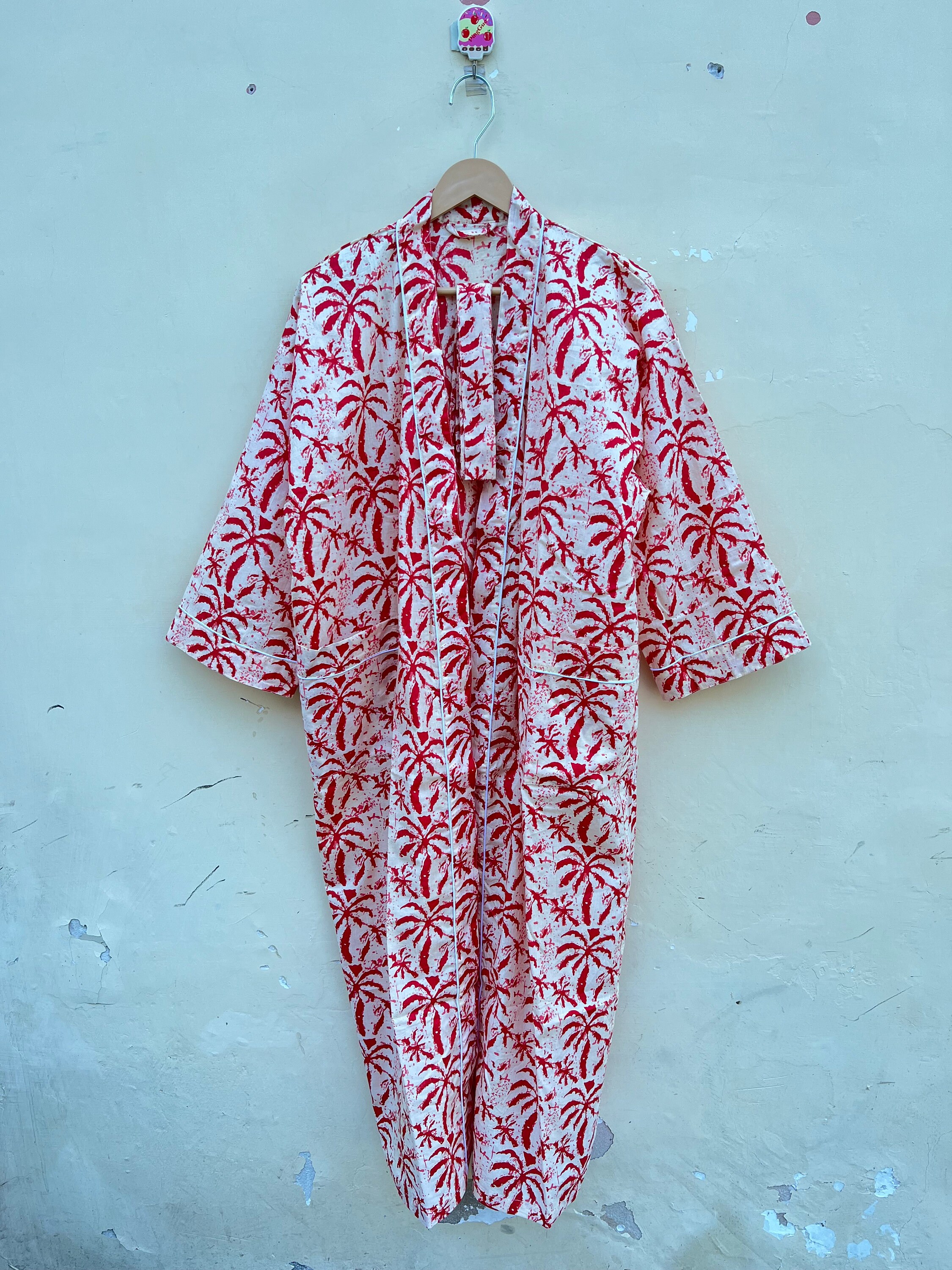 KIMONO TRIBALE LUNGO BOHO STAMPATO COTONE INDIANO TAGLIE FORTI - Foto 8