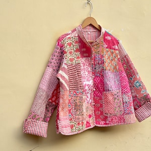 Patchwork Quilted Jacken mit Kragen Baumwolle Floral Boho Stil Herbst Winter Jacke Mantel Streetwear Gesteppte Wendejacke für Frauen Bild 4